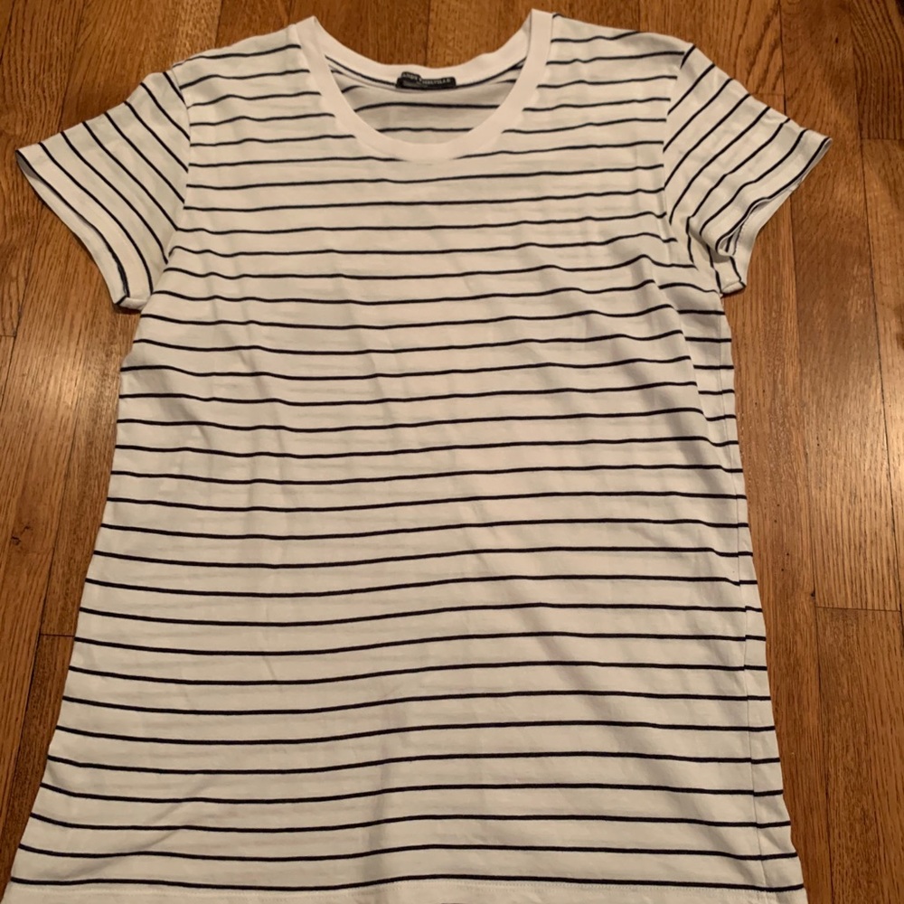 Brandy Melville Blue and White Stripped T-Shirt
